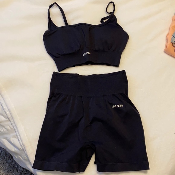 BO + TEE Other - BO + TEE Biker & Sports Bra Set in Black.